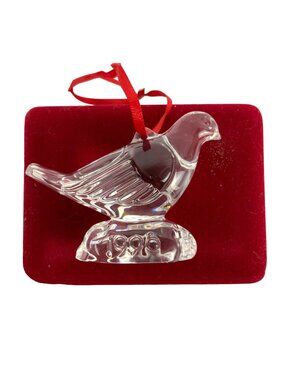 Waterford Crystal 1998 Turtle Dove Ornament With Box Pouch & Inserts